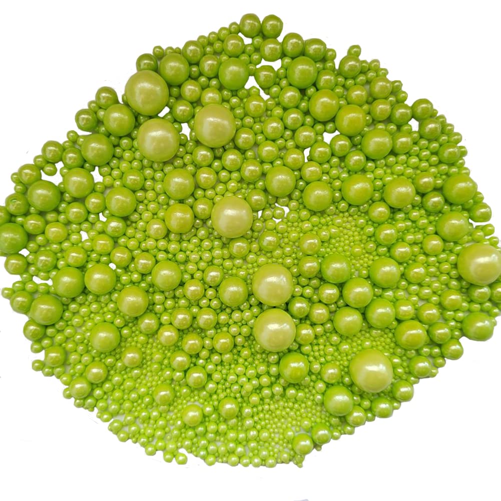 Edible Green Sugar Pearls Candy Sprinkles 120G/ 4.23Ounce Baking Cake Sprinkles Cupcake and Cake Topper Cookie Decorations Wedding Party Valentines Halloween Christmas Supplies