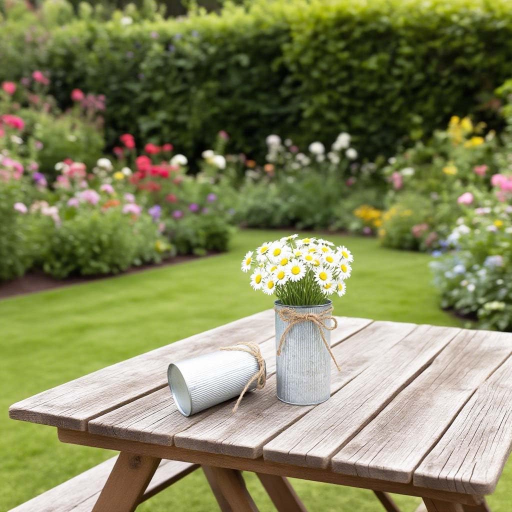 6" High Vase Centerpiece for Table, Rustic Farmhouse Mason Jars with Twine Bow, Vintage Galvanized Metal Flower Container for Wedding Home Decor (Silver, 2Pcs)
