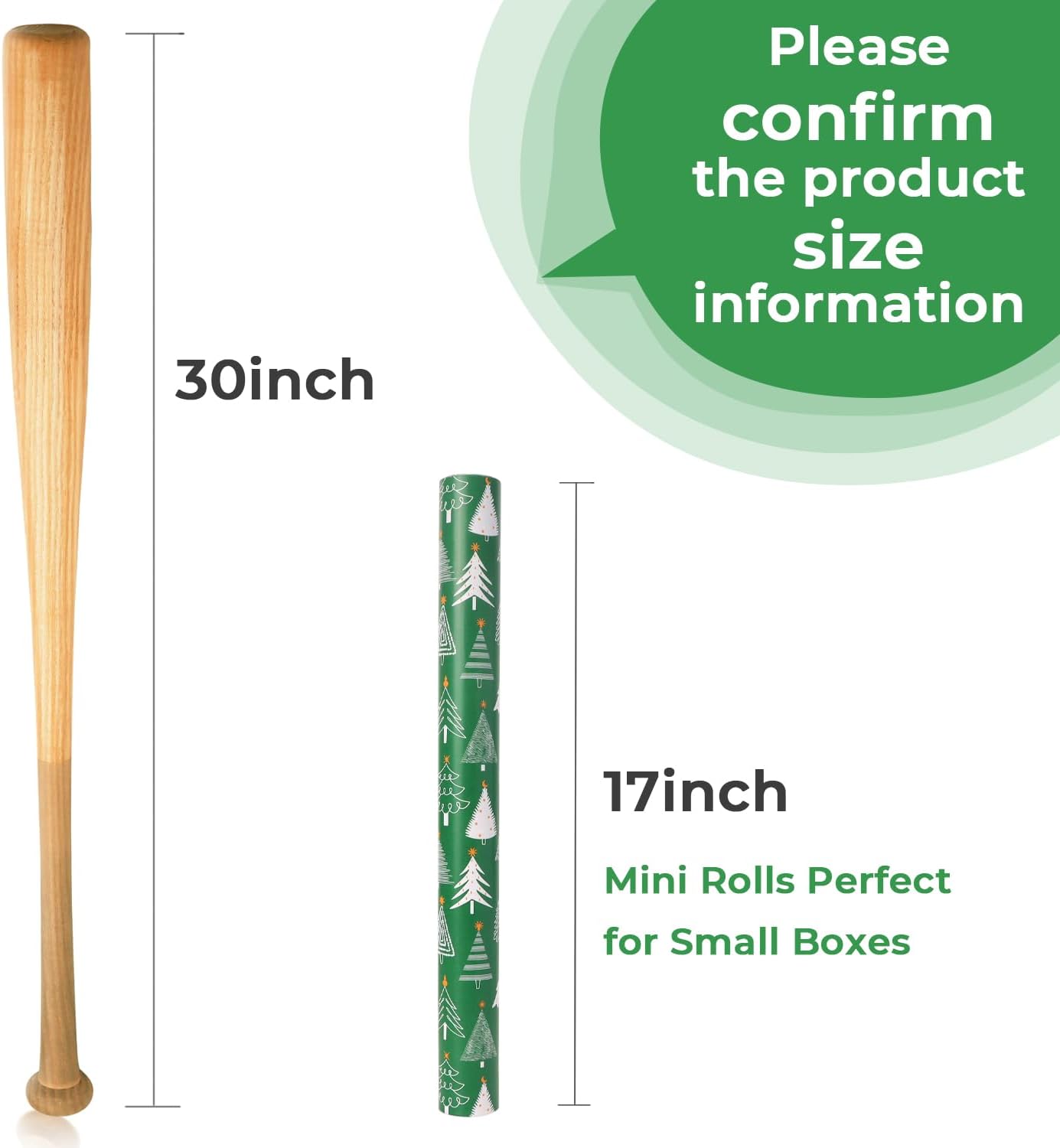 Ribbli Christmas Wrapping Paper Reversible Green Christmas Tree and Red Reindeer Gift Wrapping Paper Rolls Holiday Presents Decoration-17 Inch x 33 Feet