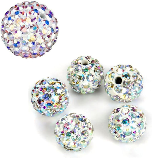 100pcs Adabele Grade A Suncatcher Crystal Rhinestone Pave Loose Beads 12mm Clear AB Polymer Clay Disco Ball Spacers Compatible with Shamballa All Craft Jewelry Making DB12-2