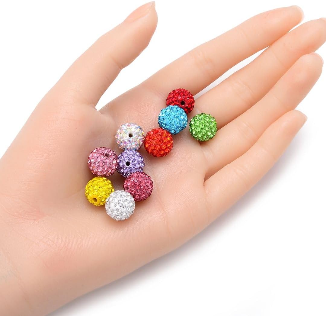 50pcs Adabele Grade A Suncatcher Crystal Rhinestone Pave Loose Beads 12mm Light Siam Red Polymer Clay Disco Ball Spacers Compatible with Shamballa All Craft Jewelry Making DB12-6