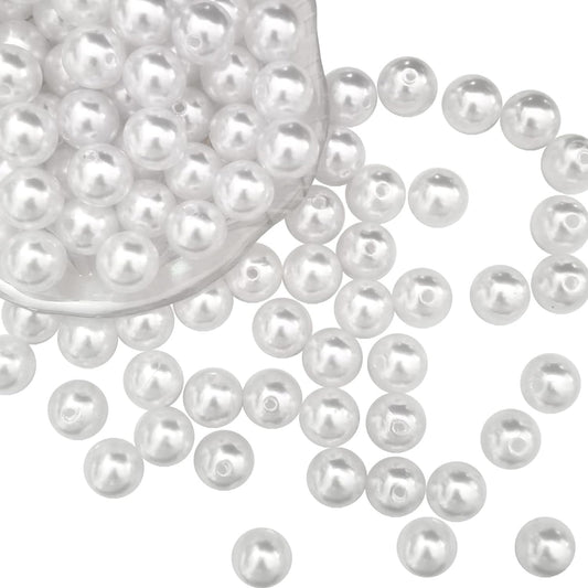 100Pcs 16mm White Pearl Beads for Cratfs,Big Size Loose Pearl Beads with Hole Faux Pearls Round White Beads for Jewelry Making,DIY Craft Bracelets,Vase Fillers,Table Scatter Home Wedding Decoration