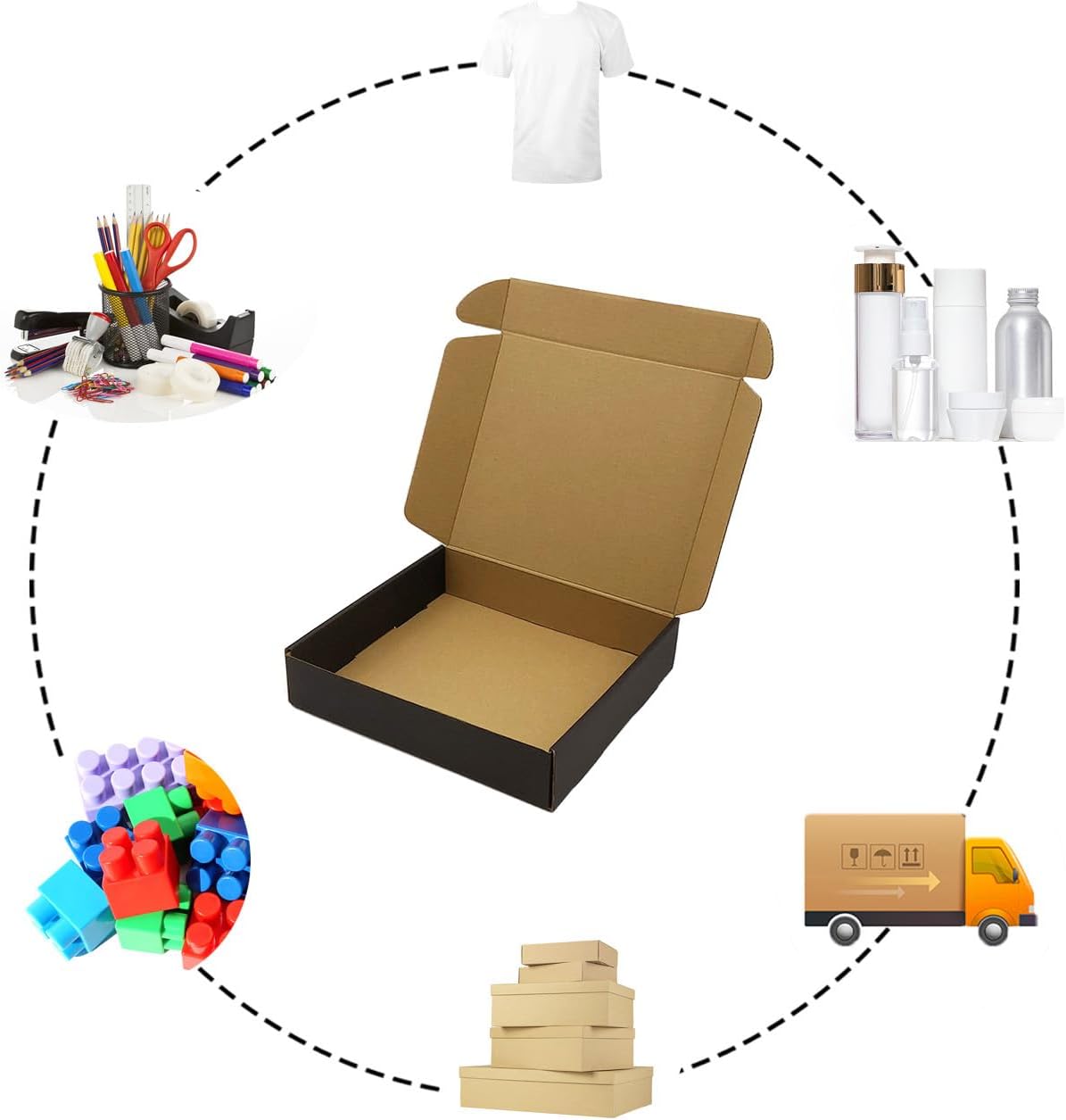 24 Pack 13x10x2 Inches Black Shipping Boxes，3 Layers Corrugated Cardboard Box, Mailer Boxes for Packaging Mailing Gifts Digest Book Giving ProductsWrap Boxes with Lids (13''x10''x2'')