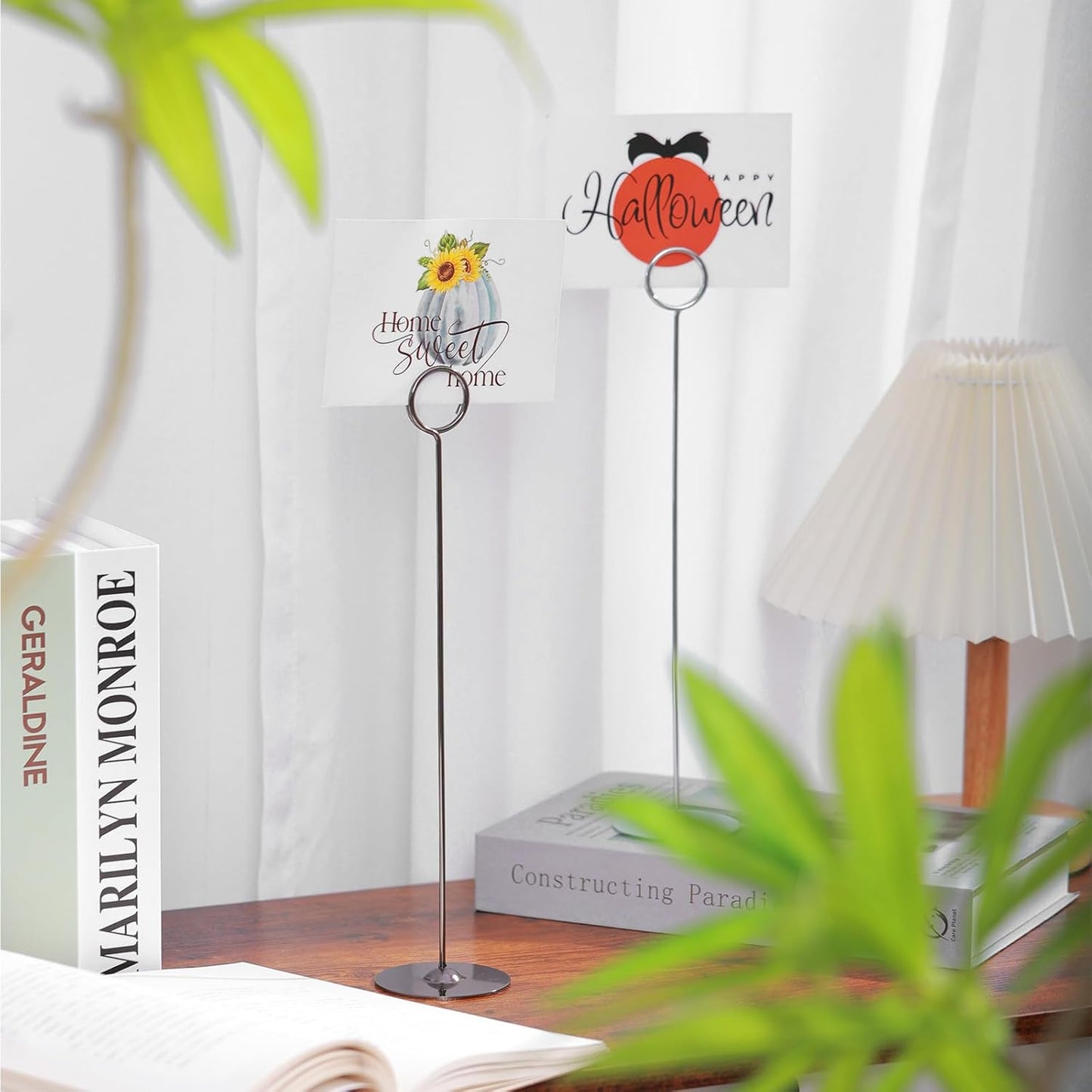 Urban Deco 36PK Table Number Holders Place Card Holders 12 Inch Table Card Holders Steel Card Holders for Photos, Food Signs, Memo Notes, Weddings, Restaurants, Birthdays (Black 36PK)