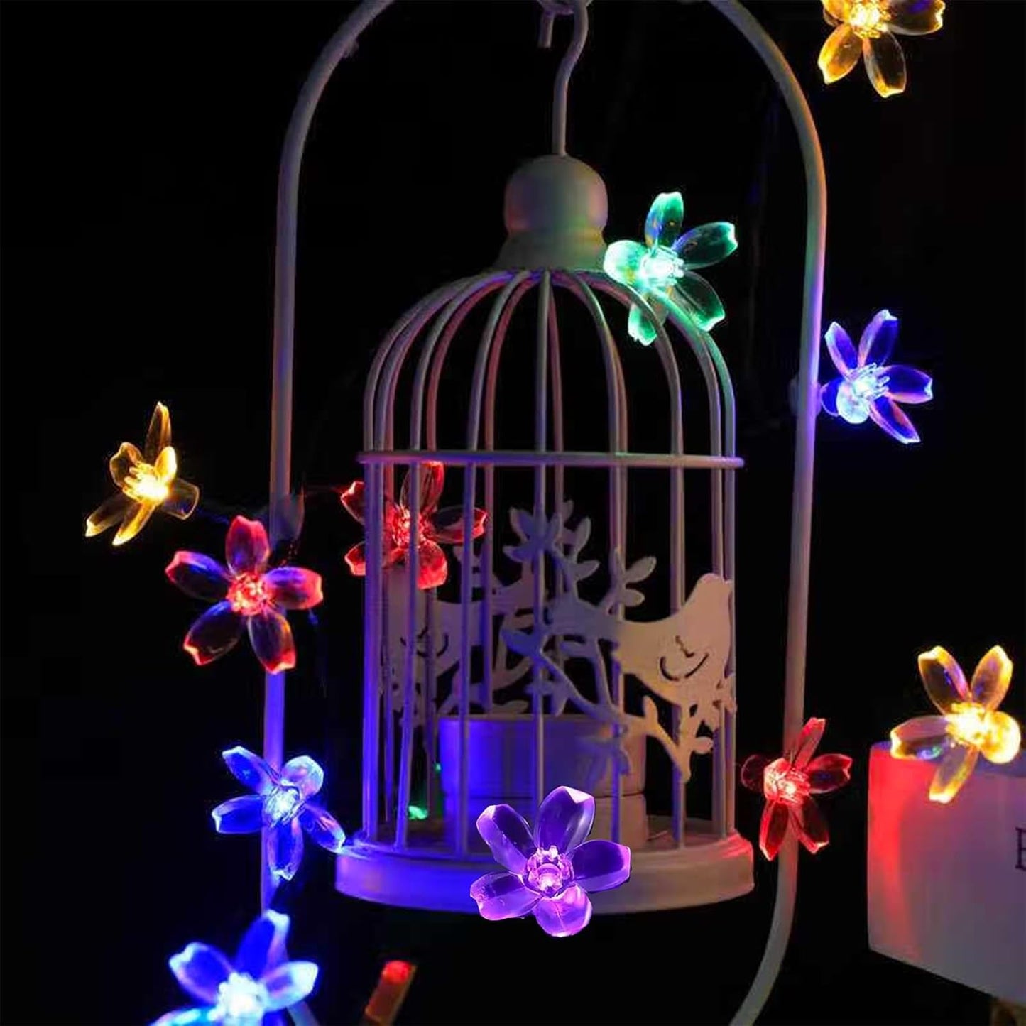 Battery Operated and USB Plug in Fairy Flower String Lights, 10ft 30 LED Cherry Blossom 8 Modes Timer Indoor Bedroom Party Wedding Garden Christmas Easter Tree Hanging Decorations (Multi Colored)