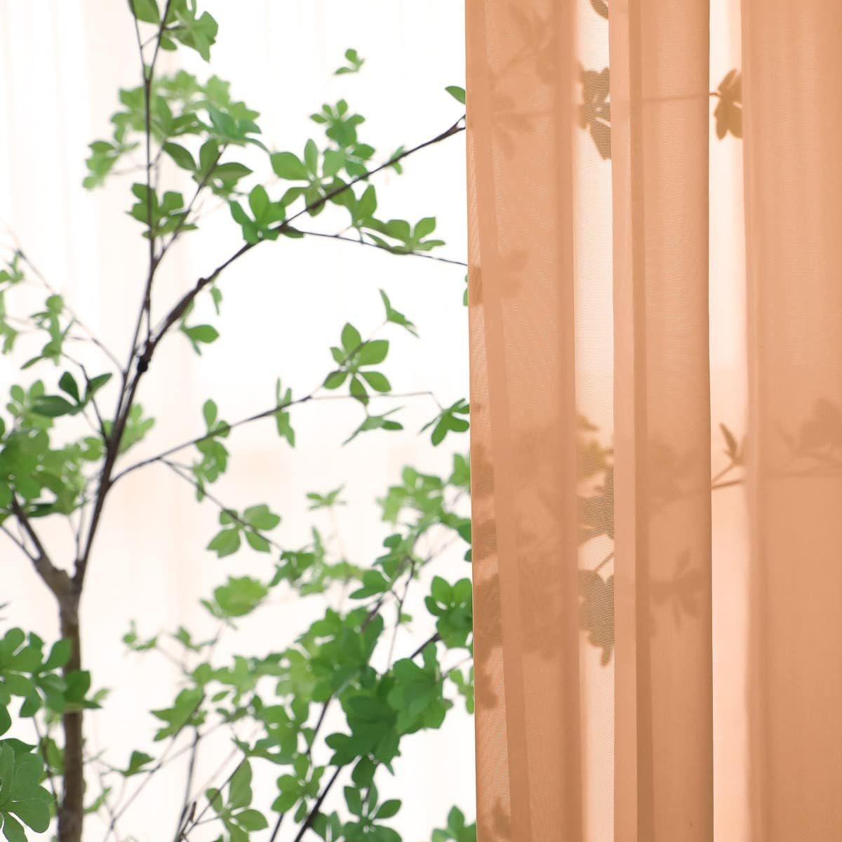 Window Brown Sheer Curtains 84 Inches Long 2 Panels Sheer Curtain Basic Rod Pocket Panel for Bedroom Children Living Room Yard Kitchen (Brown, 52" W x 84" L | 2 pcs)