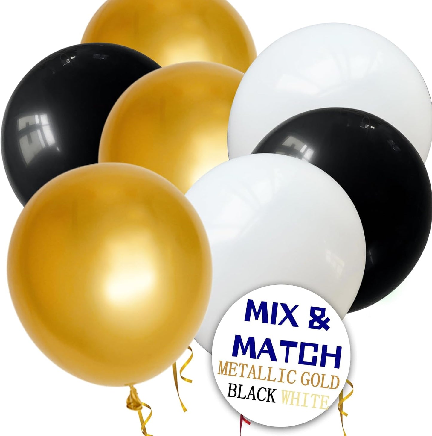 110pcs Metallic Gold Balloons, Metallic Gold Latex Balloons 12 inch, Gold Balloon for Birthday Party Baby Shower Wedding(with 2 Ribbons).