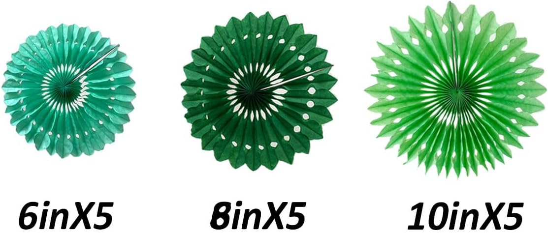 15pcs 6'' 8'' 10'' Green Paper Fans Decorations Round Tissue Paper Fans Hanging Paper Fans Set Party Paper Honeycomb Fans Decorations for Party Birthday Wedding Events