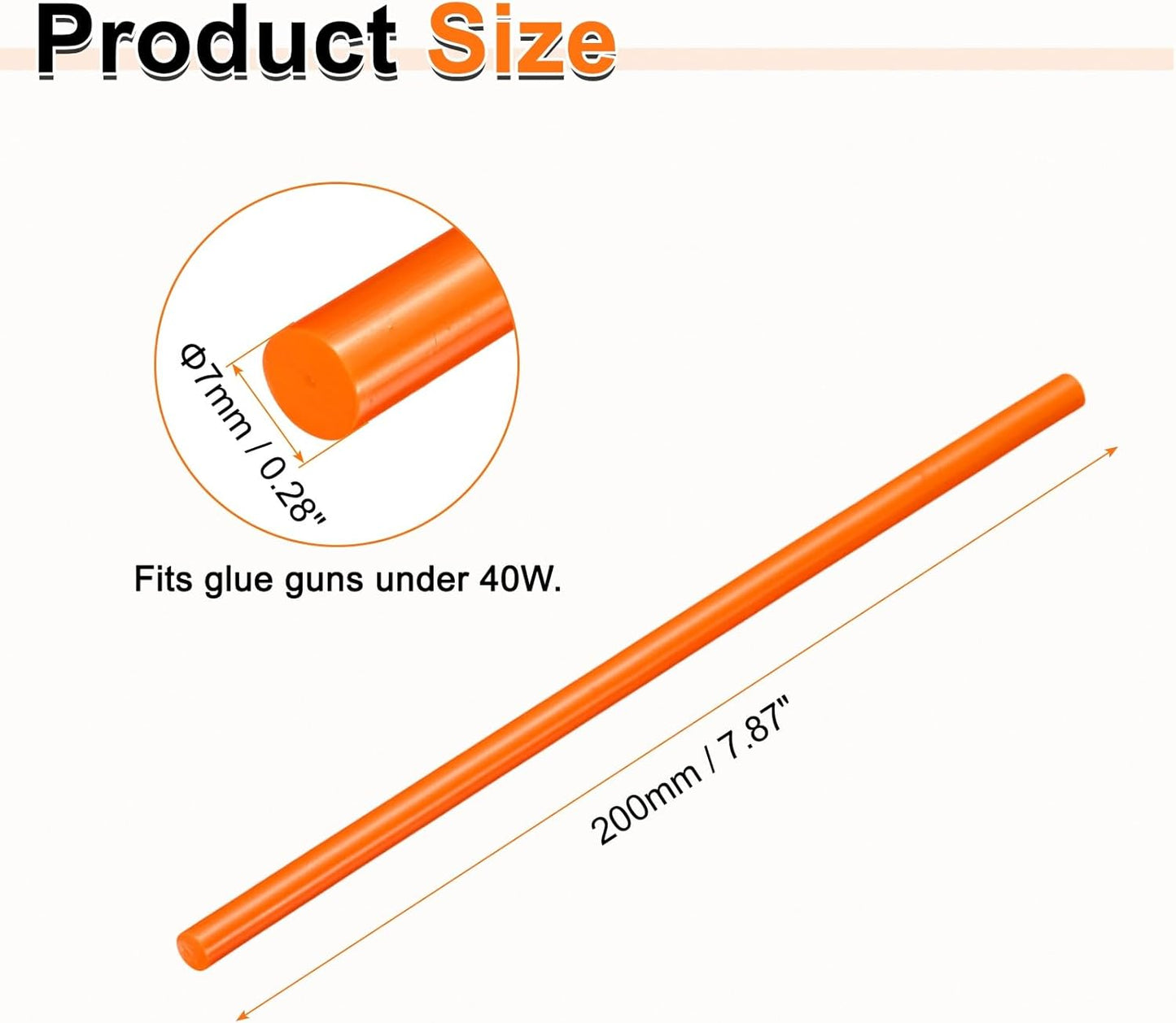 HARFINGTON 10pcs Hot Glue Sticks 0.28" Dia x 7.87" Long EVA Mini Hot Melt Adhesive Glue Stick for Hot Melt Gun Wood Plastic Glass Flowers Fabrics Foam, Orange