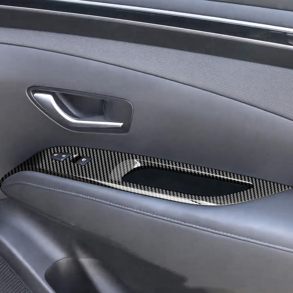4pcs Carbon Fiber Style Front Rear Doors Window Glass Lift Switch Panel Cover Decorative Sticker Protection Car Interior Accessories for 2022-2024 Hyundai Tucson KT20
