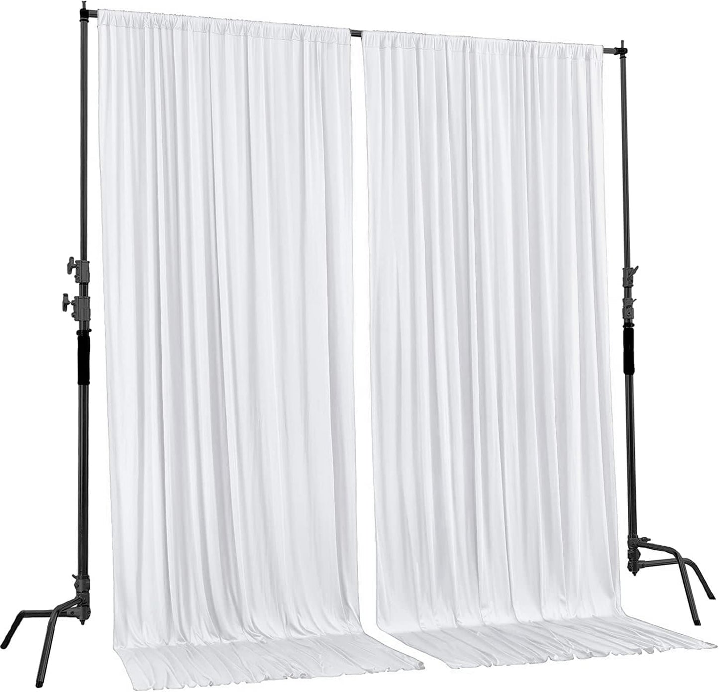 AK TRADING CO. 10 feet x 8 feet IFR Polyester Backdrop Drapes Curtains Panels with Rod Pockets - Wedding Ceremony Party Home Window Decorations - White