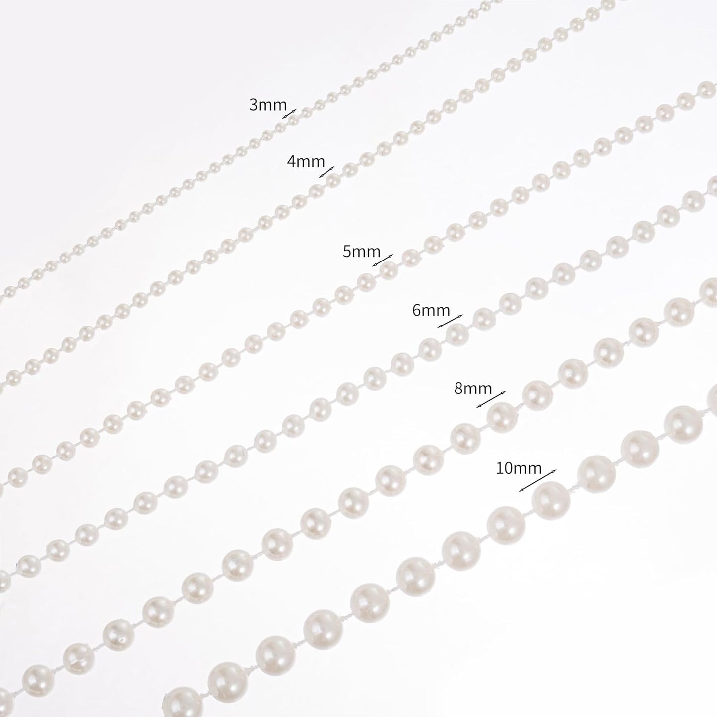 5mm Crafts Faux Pearl Beads Garland Pearl Bead Roll Strand of Pearls to Decorate Floral Centerpieces Wedding Party Favor Christmas Tree(99 Feet Silver)