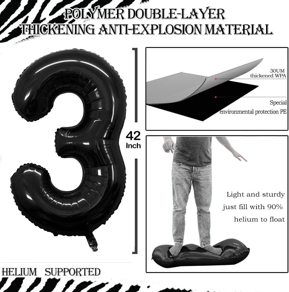 GOER Number 23 Balloons for 23rd Birthday Party Decorations,42 Inch Jumbo Foil Helium 32 Balloons for 32nd Birthday Party Decoration (Black)