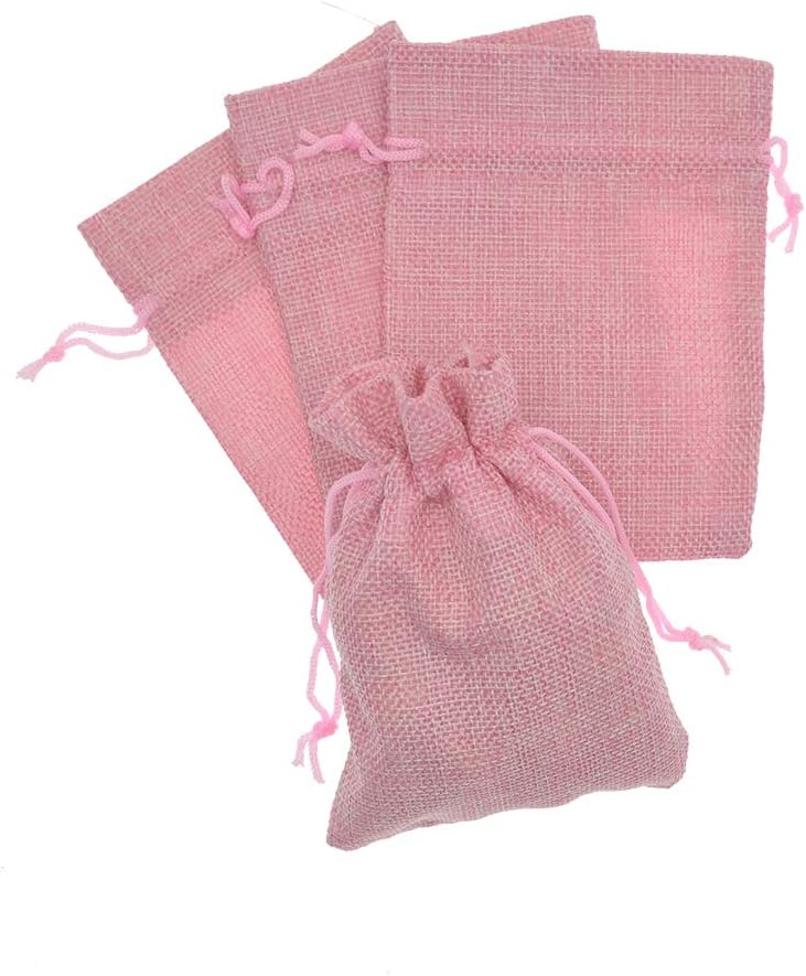 20Pcs Burlap Bags with Drawstring, Burlap Gift Bag Linen Jewelry Pouches for Christmas Wedding Favor, Party, DIY Crafts (Pink, 5.9 x 7.5 Inch)