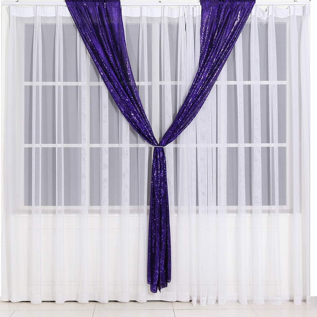 Eternal Beauty Sequin Backdrop Curtains, 2x8 Ft-2 Panels Purple Back Drop for Shimmer Photography Party Wedding Birthday Decor