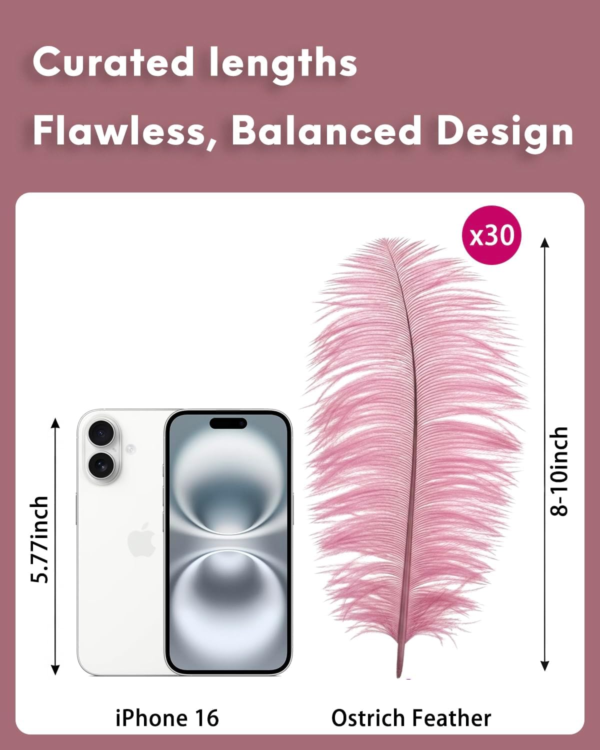 NEWONG 30pcs Peony Pink Ostrich Feathers Natural Bulk 8-10inch(20-25cm) Vase Craft Wedding Home Party Centerpieces Christmas Day Decoration