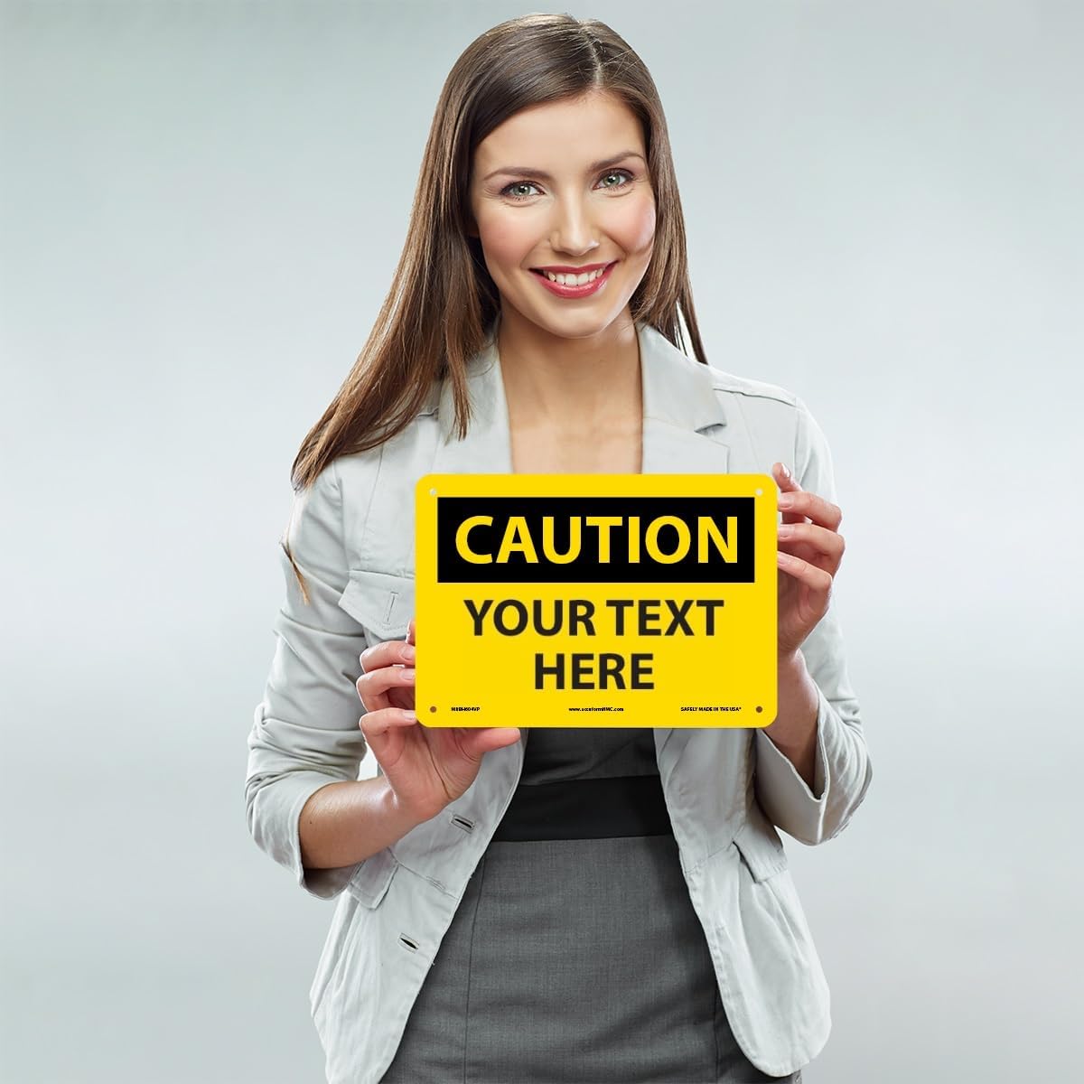 Custom OSHA Style Caution Sign 7" x 10" Plastic Sign, Customizable "Your Text Here", by AccuformNMC Made in USA