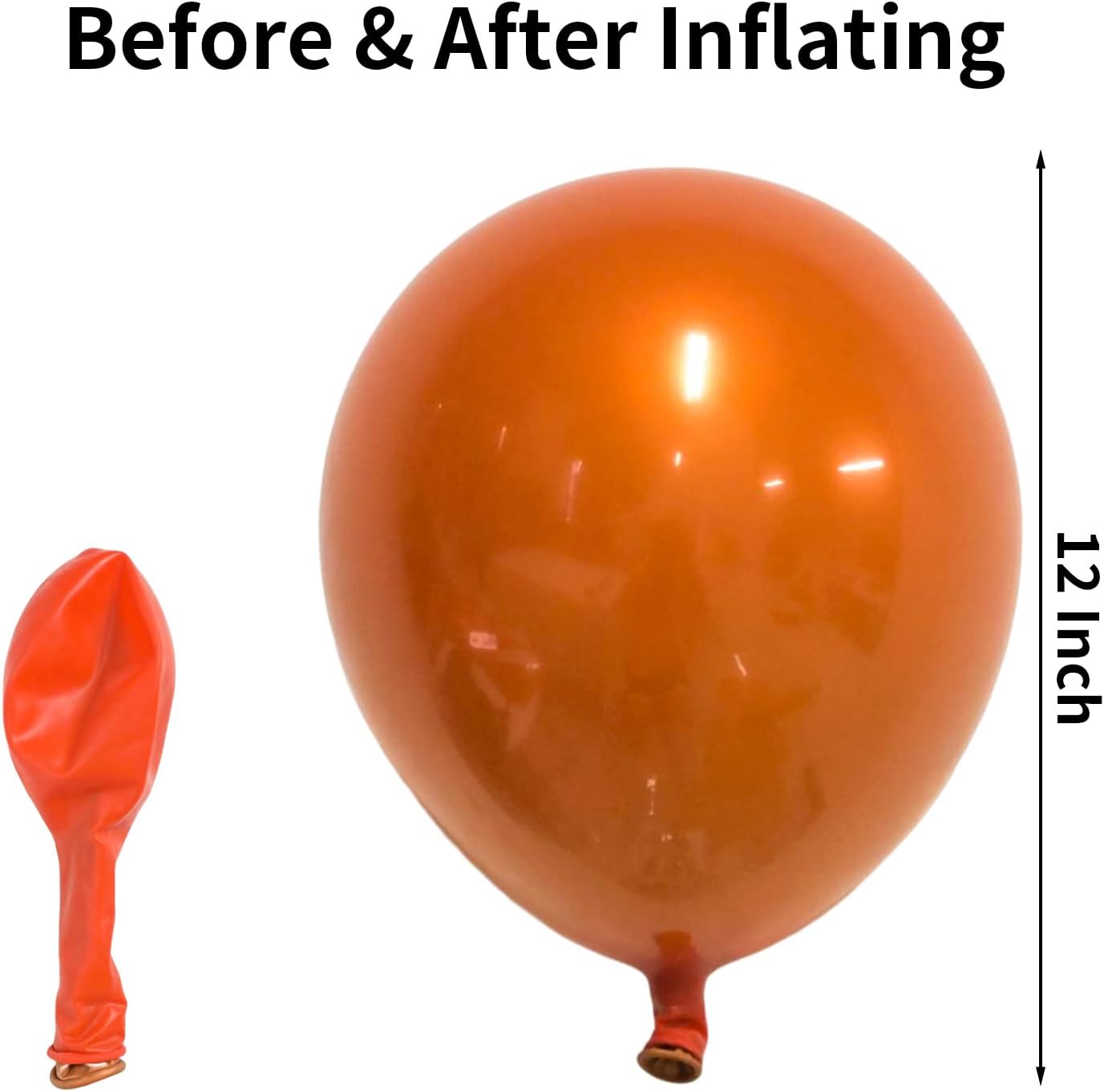 Metallic Orange Balloons 12 Inch, Double Stuffed Chrome Burnt Orange Balloons, Shiny Thick Chrome Metallic Latex Helium Balloon for Halloween Birthday Wedding Party Decoration Supplies