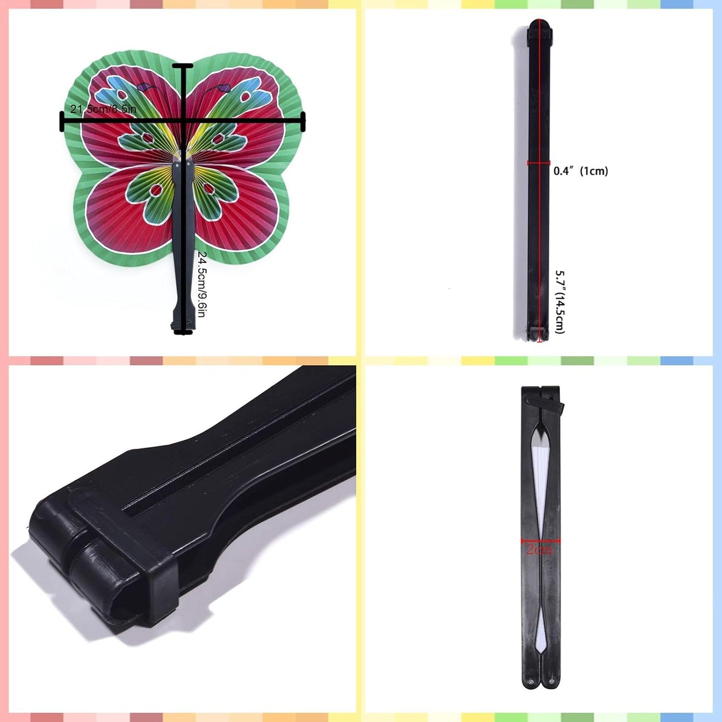 12 Pieces Folding Hand Paper Fans Handheld,Butterfly Decorations Accordion Fans Bulk for Festival Wedding Party Dancing Birthday Favors Decorations