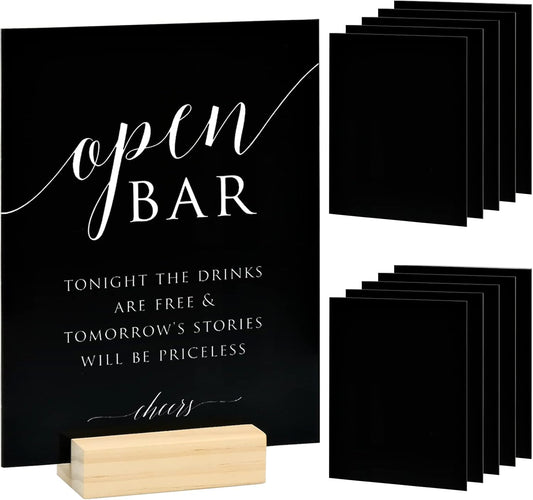 5 Pack 8x10 Inch Black Acrylic Signs Blanks, DIY 8x10 Blank Black Acrylic Sheet Sign 1/8 inch Thick for Wedding Party Table Sign, Wood Stand Not Included
