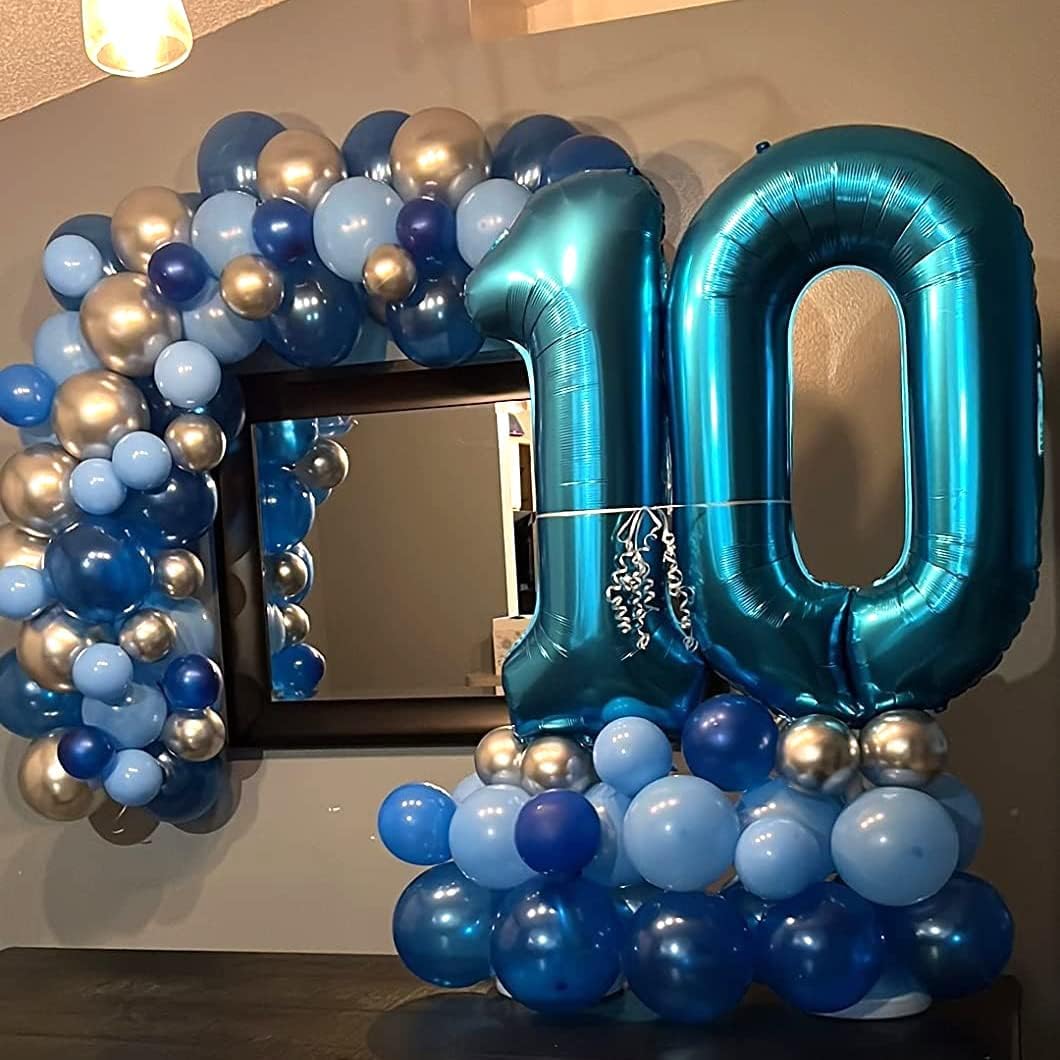 40'' Blue Number 1 Balloons, Giant Self Inflating Foil Number Balloons Set 0-9, Large Digital 1 Helium Balloon for Men Boys 1st Birthday Baby Shower Party Decorations Anniversary Photo Shoot Supplies
