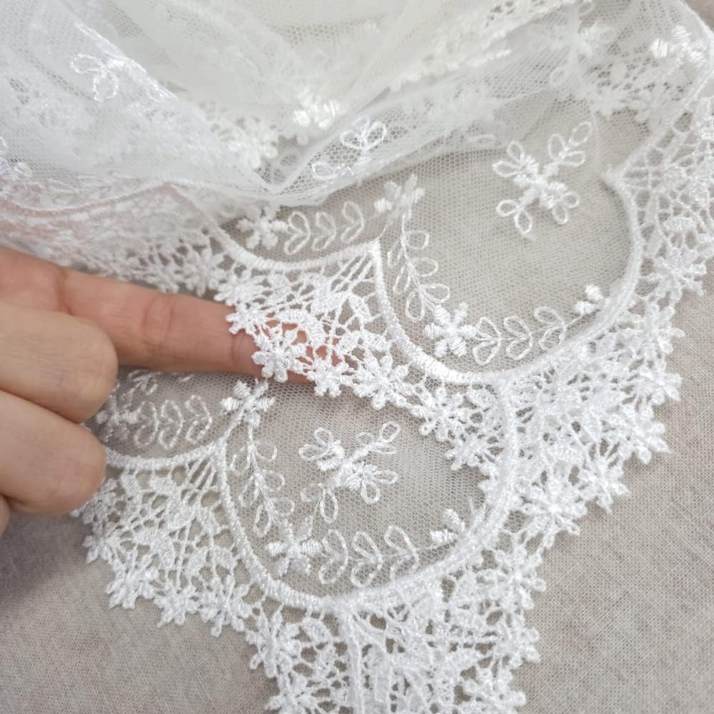 Inicia Table Lace Runner 12×50 inch Embroidered for Holiday Wedding Picnic Daily Dinner Tables White Decor (Polyester, 12"×50" (31cm×130cm))