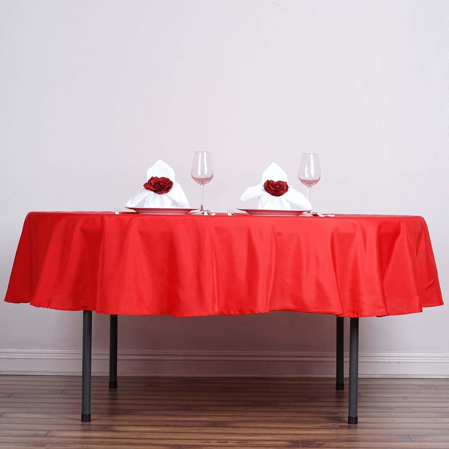 Efavormart Round Tablecloth, 70 Inch Stain & Wrinkle Resistant Washable Table Cloth, Decorative Polyester Fabric Table Cover for Banquet, Wedding, Dining- Red