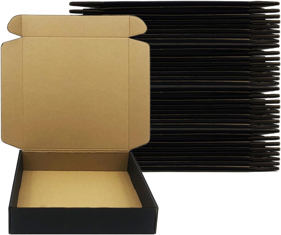 24 Pack 10 x 10x 2 Inches Shipping Boxes，Black 3 Layers Corrugated Cardboard Box, Mailer Boxes for Packaging Small Business Mailing Gifts Digest Giving Products Wrap Boxes (10''x10''x2'')