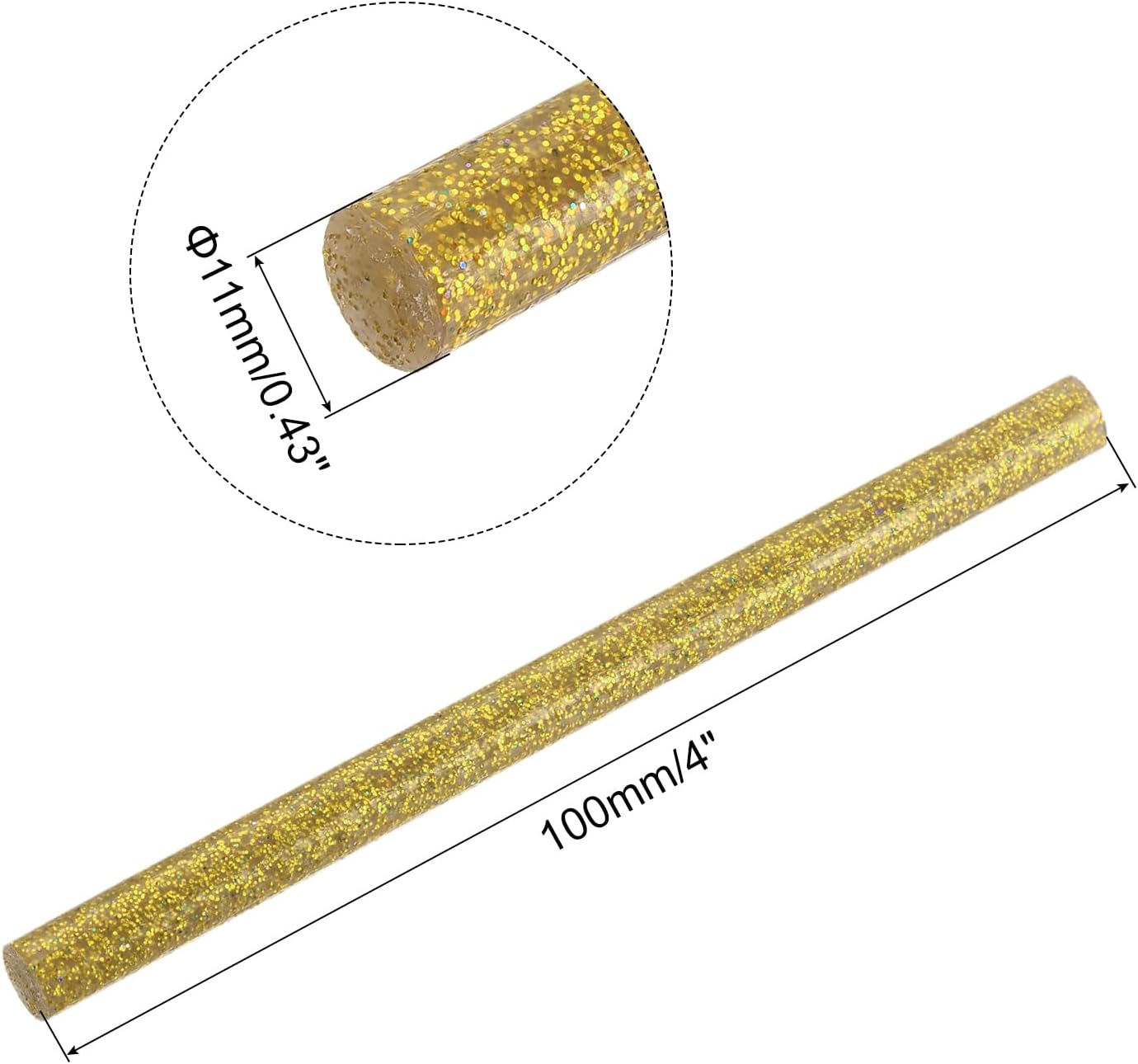 uxcell 20pcs Hot Glue Sticks for Glue Gun 11mm/0.43-inch x 4-inch Mini Hot Melt Adhesive Glue Stick Glitter Gold