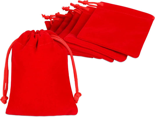 Shintop 10 Pack Velvet Drawstring Bags for Christmas Wedding Gift Bags Velvet Cloth Jewelry Pouches (2.75” x 3.54” , Red)
