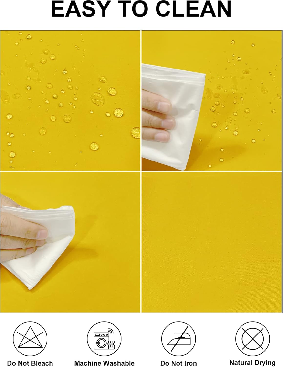 Fokitut 2 Pack Waterproof Rectangle Tablecloth, 60x102 Inch, Stain Resistant and Wrinkle Polyester Table Cloth, Fabric Table Cover for Kitchen Dining, Wedding, Party, Holiday Dinner-Yellow