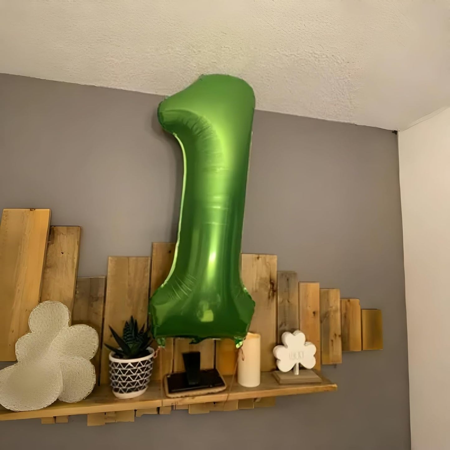 40 Inch Green Large Number Balloons Set 0-9, Self Inflate Foil Number 0 Helium Balloons for Boys Girls, Big Digit 0 Balloons for Women Men Jungle Safari Birthday Party Anniversary Supplies Decorations