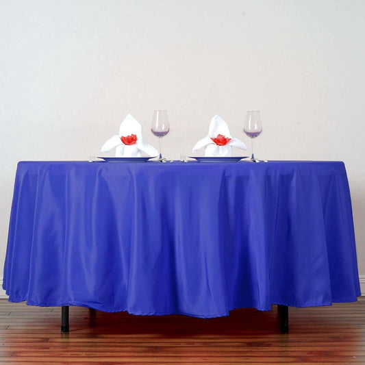 Efavormart Round Tablecloth, 108 Inch Stain & Wrinkle Resistant Washable Table Cloth, Decorative Polyester Fabric Table Cover for Banquet, Wedding, Dining- Royal Blue
