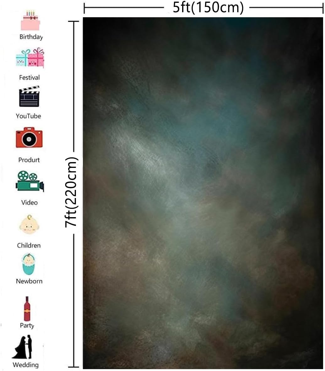 5x7ft Aqua Backdrops Portrait Backdrops for Photography Mottled Photo Background