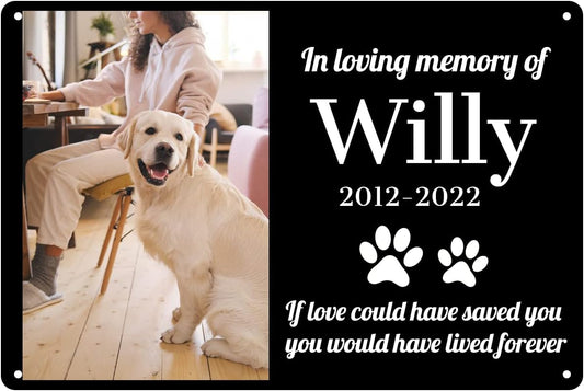 Custom Dog Memorial Metal Signs - Personalized Dog Photo Memory Sign as Dog Memorial Gifts for Loss of Dog, in Loving Memory of Pet Signs for Pet Loss Sympathy Gift