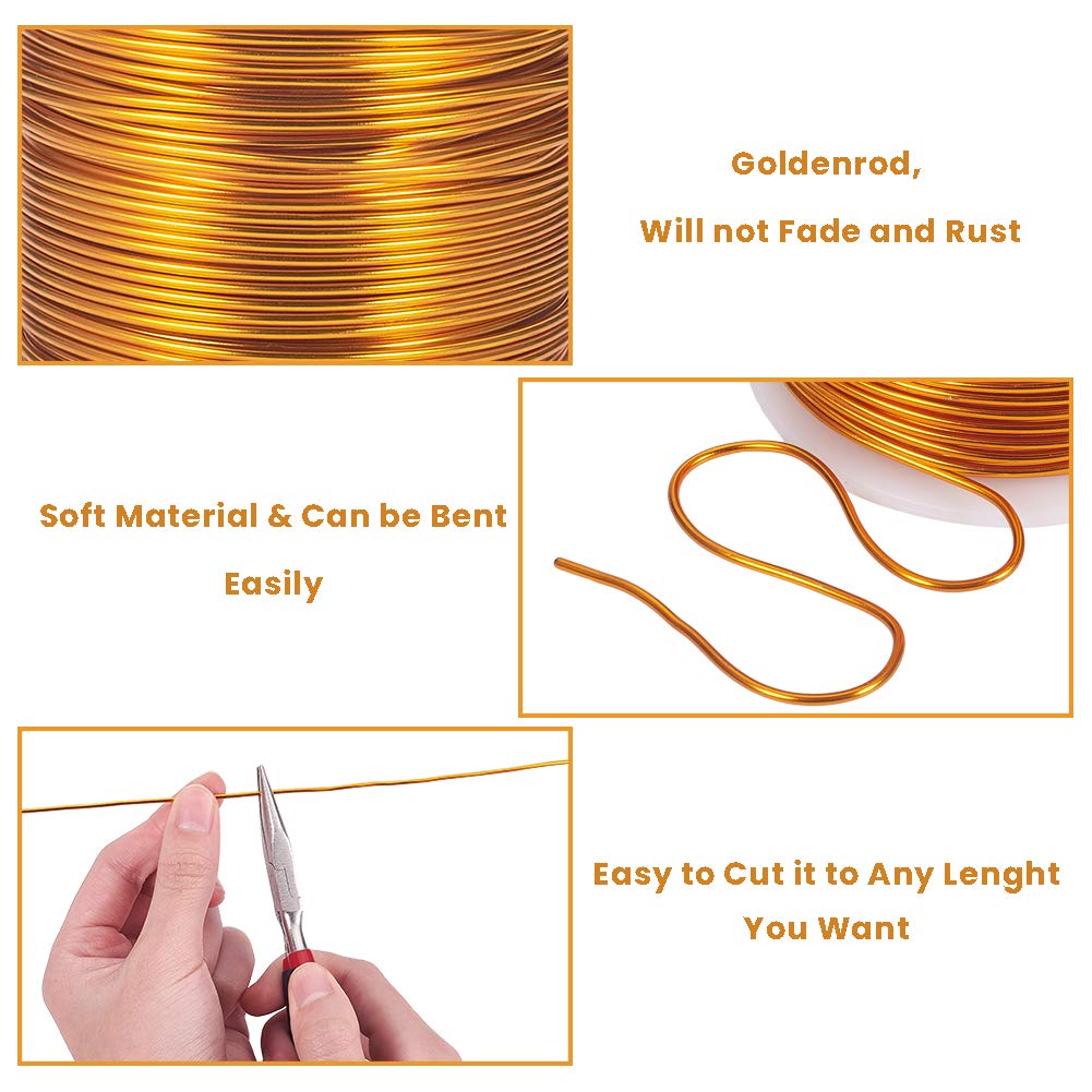 BENECREAT 15 Gauge 220FT Aluminum Wire Anodized Jewelry Craft Making Beading Floral Colored Aluminum Craft Wire - Gold