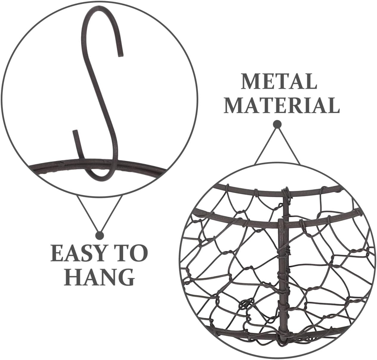 TOYANDONA Round Wire Wreath Frame: Moon Shaped Metal Hanging Sphere Planter Moon Wreath Plant Holder Flower Hanging Basket, Succulent Pot Decor Basket Indoor Outdoor Wall Decor