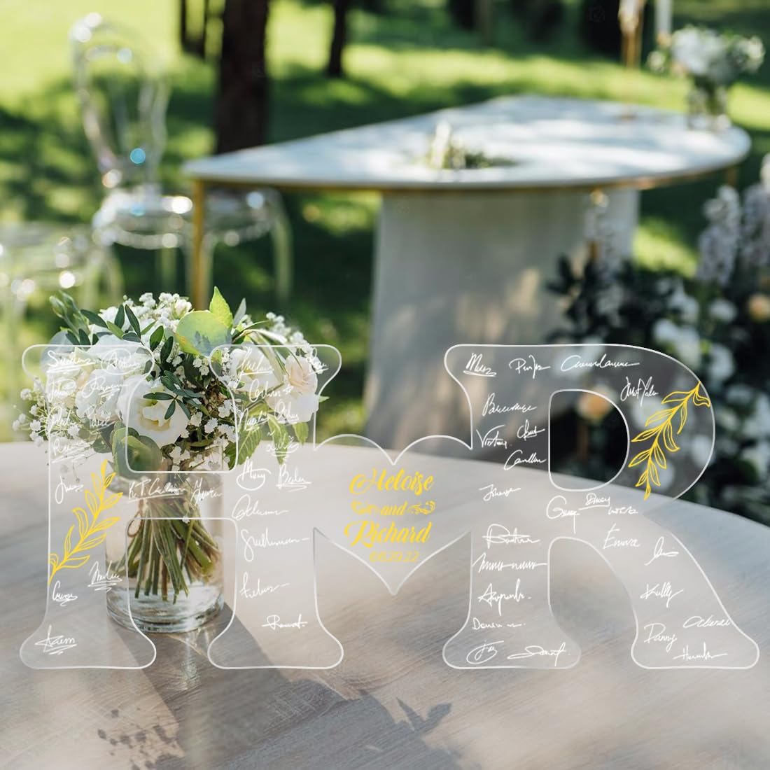 Personalized Wedding Guest Book Sign Custom Letter Name Date Rustic Wedding Guest Book Alternative Unique Guest Book for Wedding Anniversary Decor (Style 4)