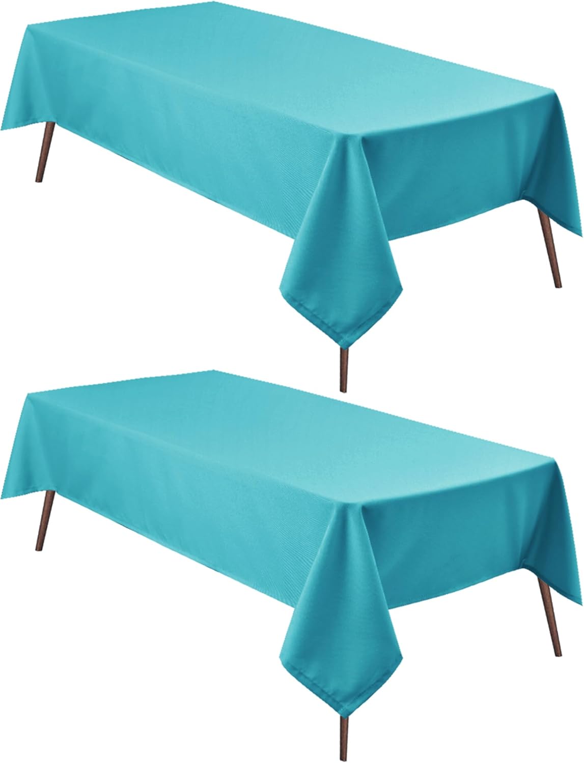 Hiasan 2 Pieces Turquoise Rectangle Tablecloth - Water Resistant and Spillproof Dining Room Washable Fabric Table Cloth for Dining Room, Polyester, 52 x 70 Inch