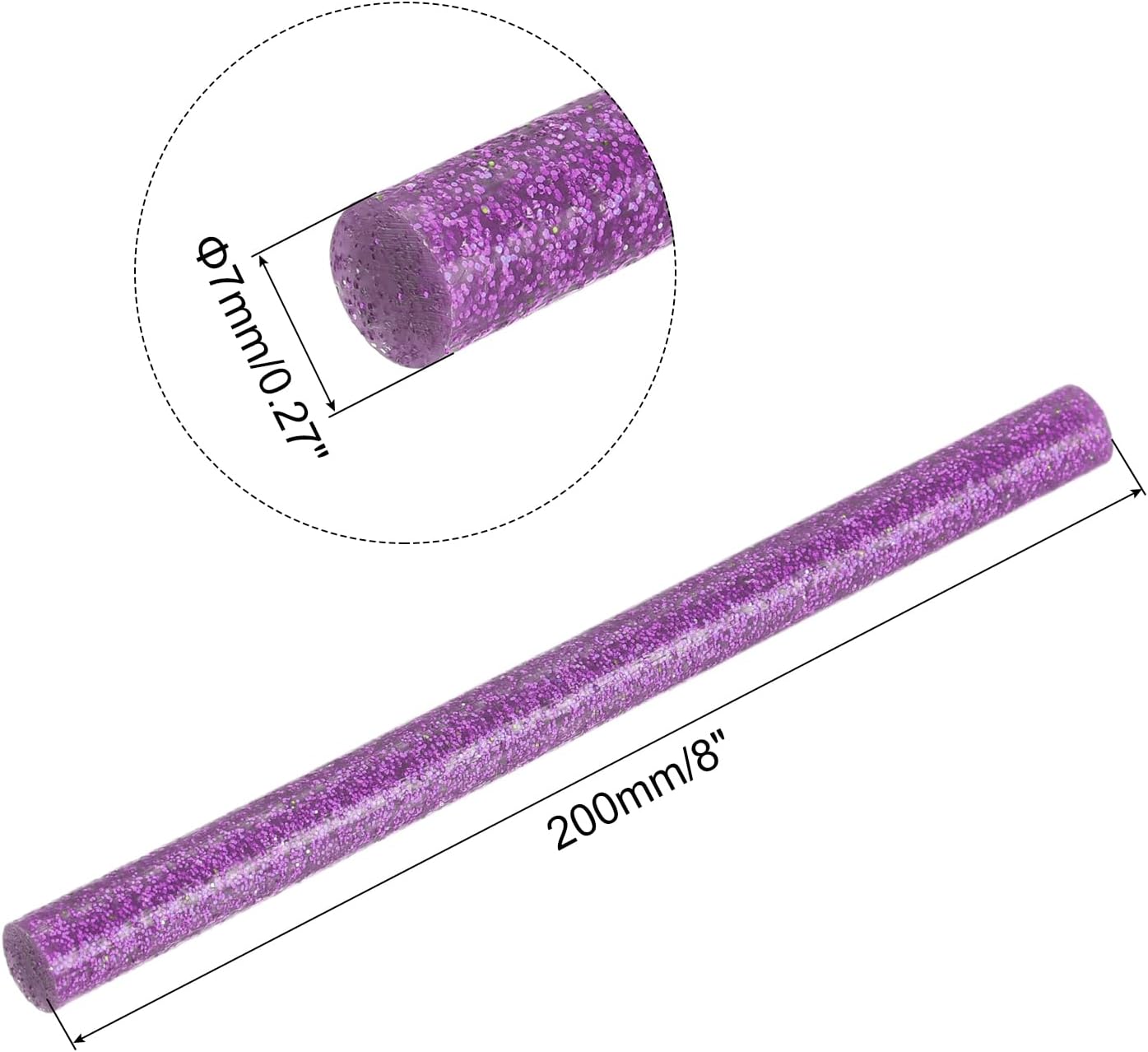 uxcell 20pcs Hot Glue Sticks for Glue Gun 7mm/0.27-inch x 8-inch Mini Hot Melt Adhesive Glue Stick Glitter Purple
