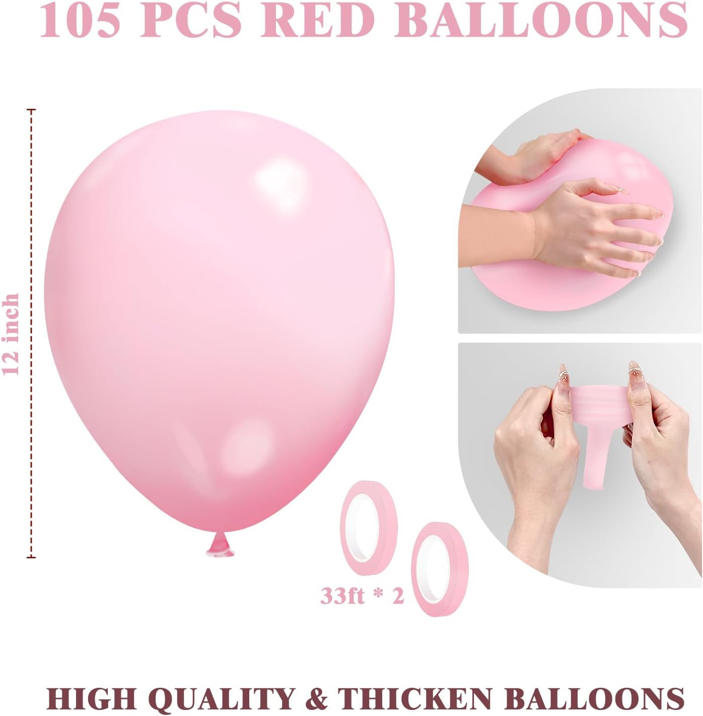 12 Inch Light Pink Balloons for Birthday Party, 105 Pcs Party Latex Balloons for Graduation Holiday Party, Baby Shower Anniversary Wedding Decorations Supplies (Light Pink)