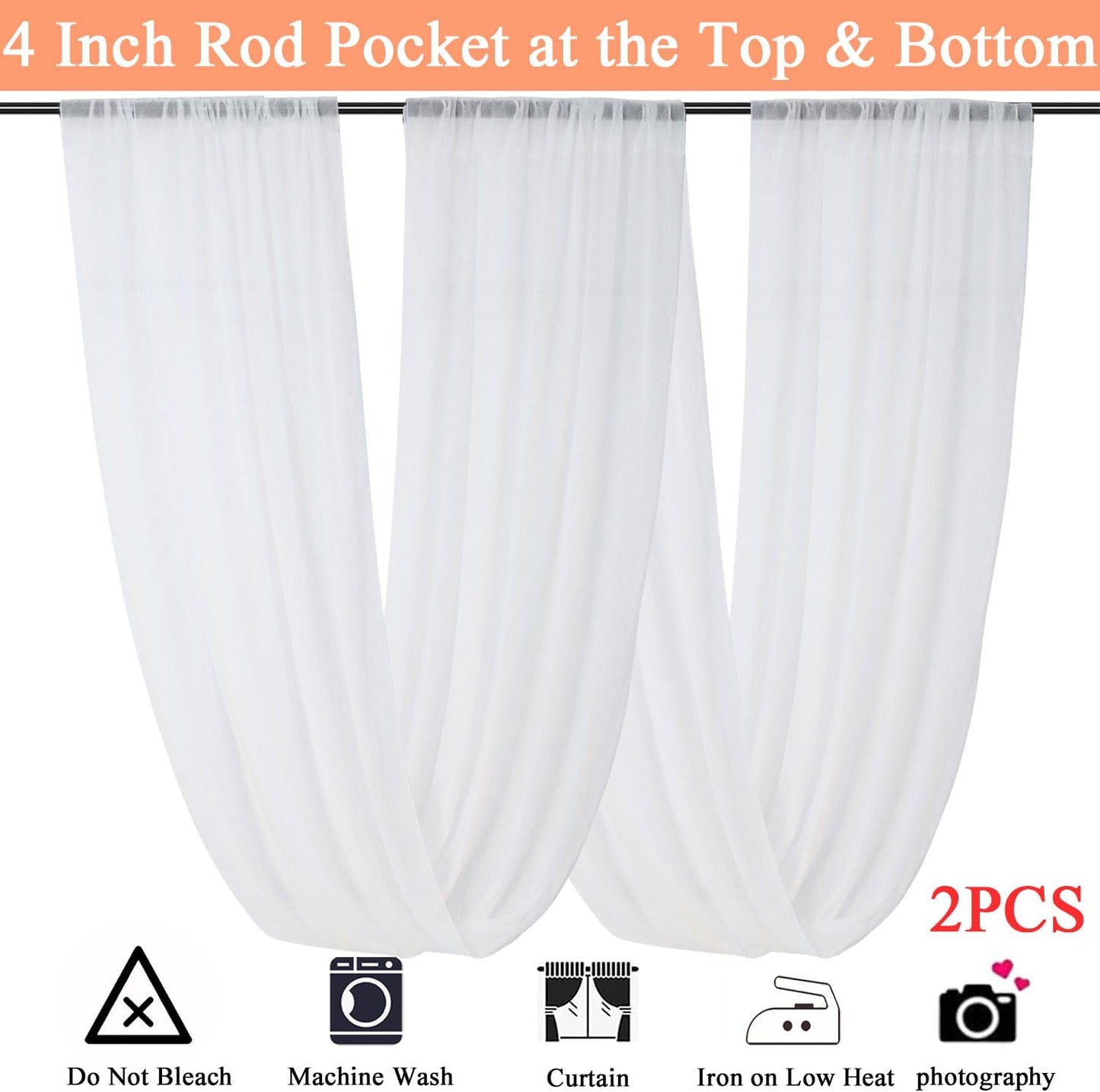 FUHSY 5FTx30FT Wedding Ceiling Drapes White Ceiling Drapes for Weddings 2 Panels Arch Draping Fabric Sheer Weddings Drape for Arch Sheer Drapery Backdrop Curtains Wedding Decorations for Ceremony