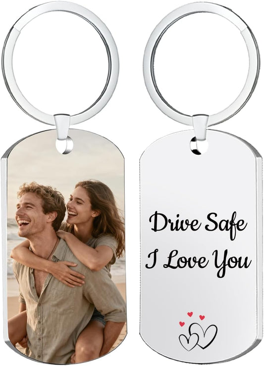 Custom Keychain with Picture, Personalized Double-sided Keychains Gifts for Boyfriend, Family, Lover