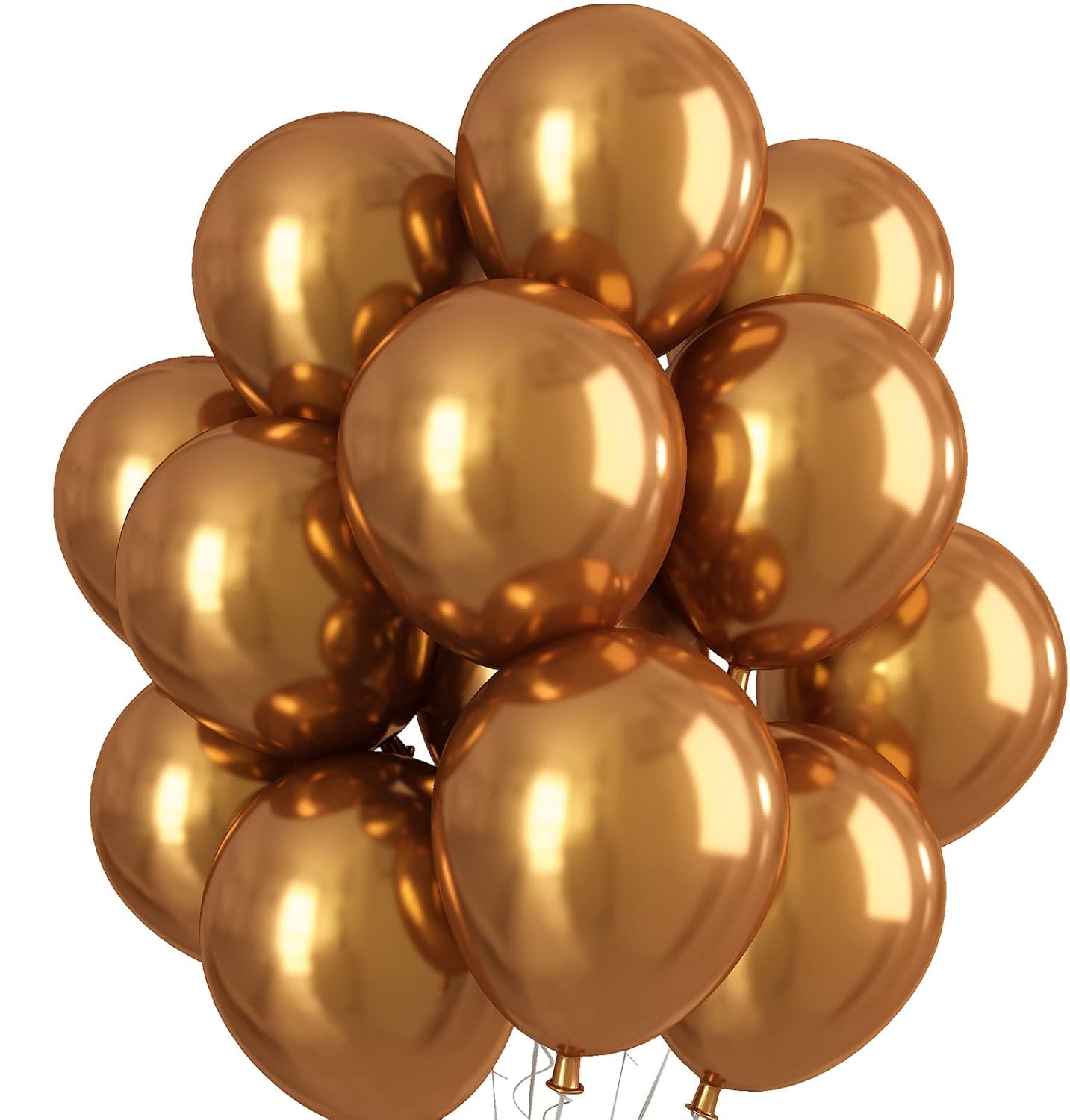 Chrome Gold Balloons 12 Inch, Double-Layered Metallic Light Gold Balloons, Shiny Thick Chrome Metallic Light Latex Helium Balloon for Birthday Wedding Party Decoration Supplies