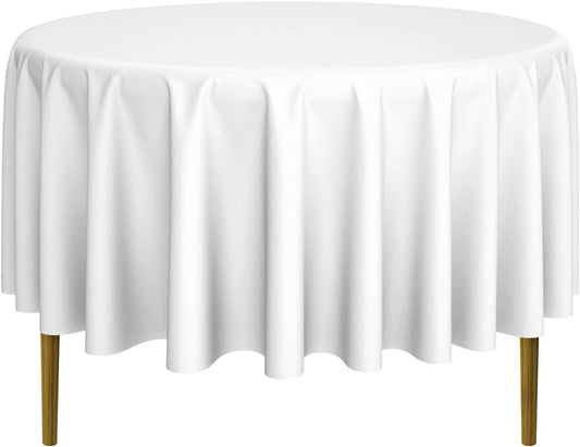 Lann's Linens - 10 Premium 90" Round Tablecloths for Wedding/Banquet/Restaurant - Polyester Fabric Table Cloths - White
