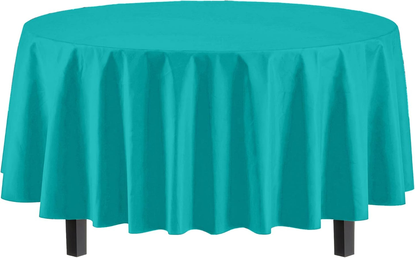 Party Solids 12-Pack Premium Plastic 84-Inch Round Tablecloth - Aqua Blue