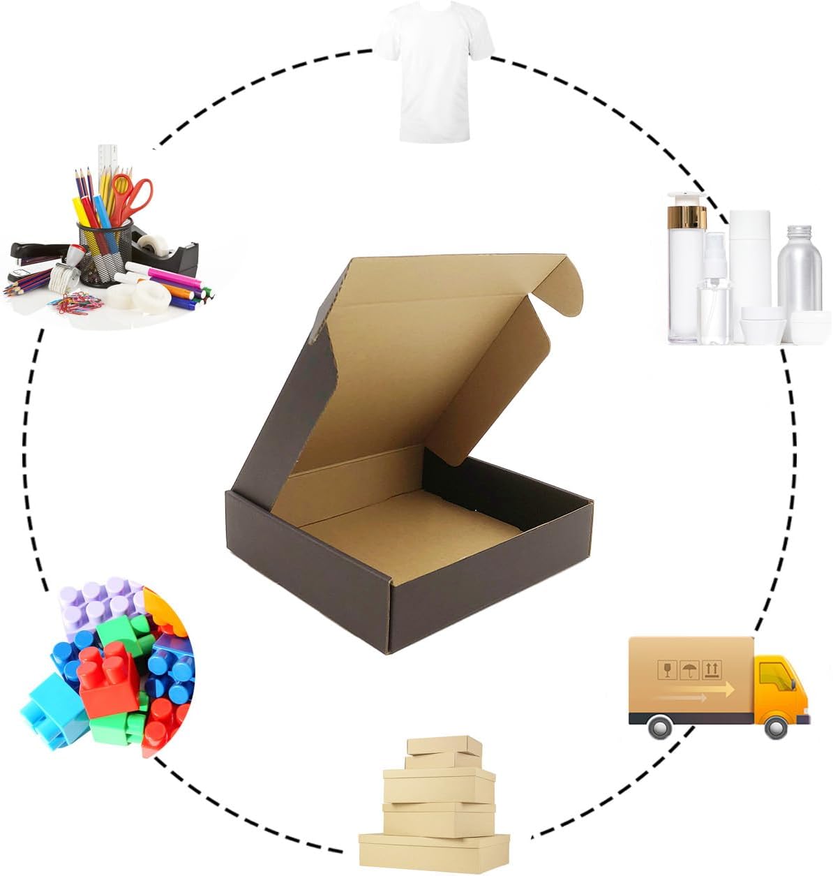 24 Pack 9x8x2 Inches Black Shipping Boxes，3 Layers Corrugated Cardboard Box, Black Mailer Boxes for Packaging Small Business Mailing Gifts Giving Products Wrap Boxes (9''x8''x2'')