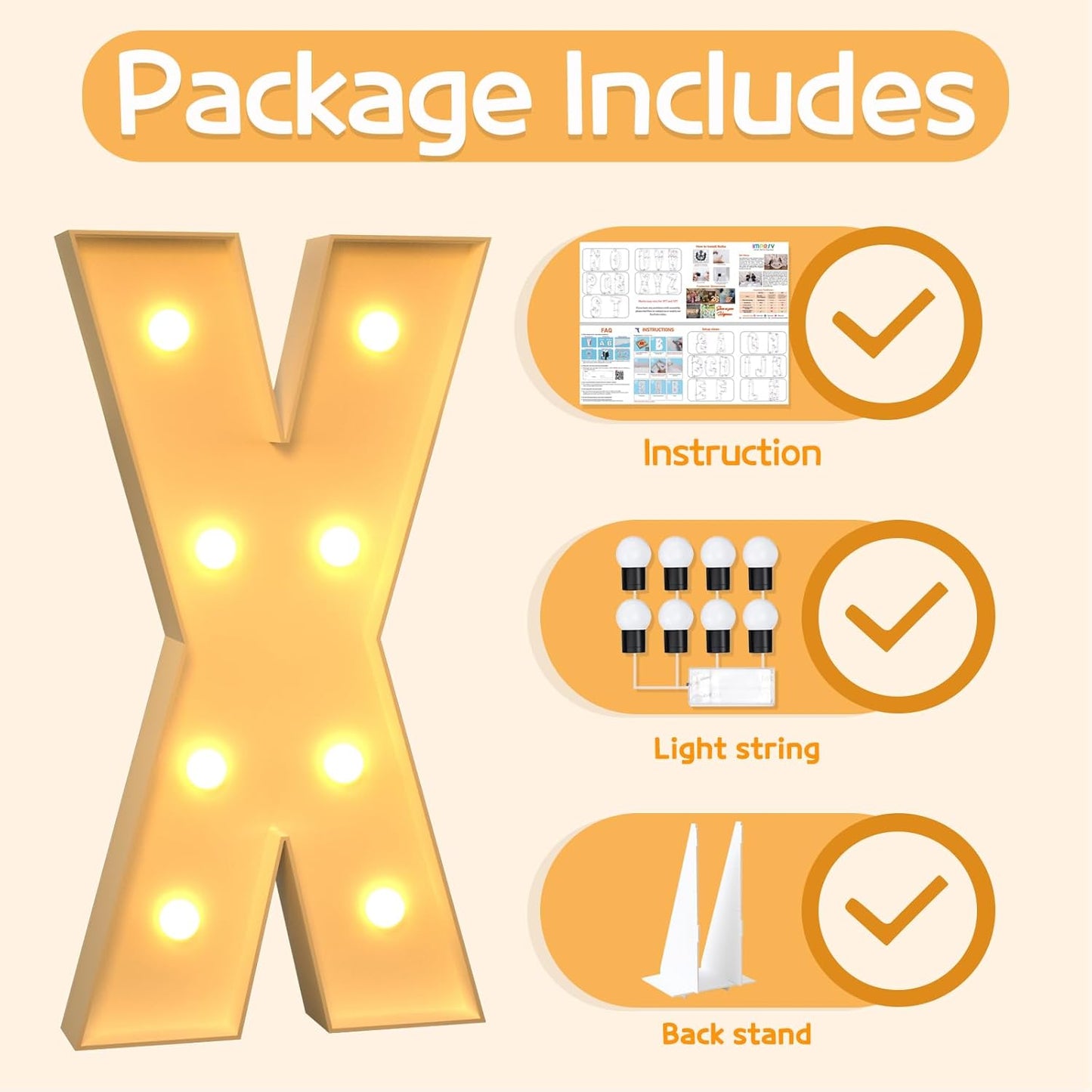 Marquee Letters 3 Feet Tall Large Light Up Letters X Happy Birthday Decorations Marry Me Engagement Party Decor Yellow Light Birthday Decorations Balloon Arch Kit Foam Sign X