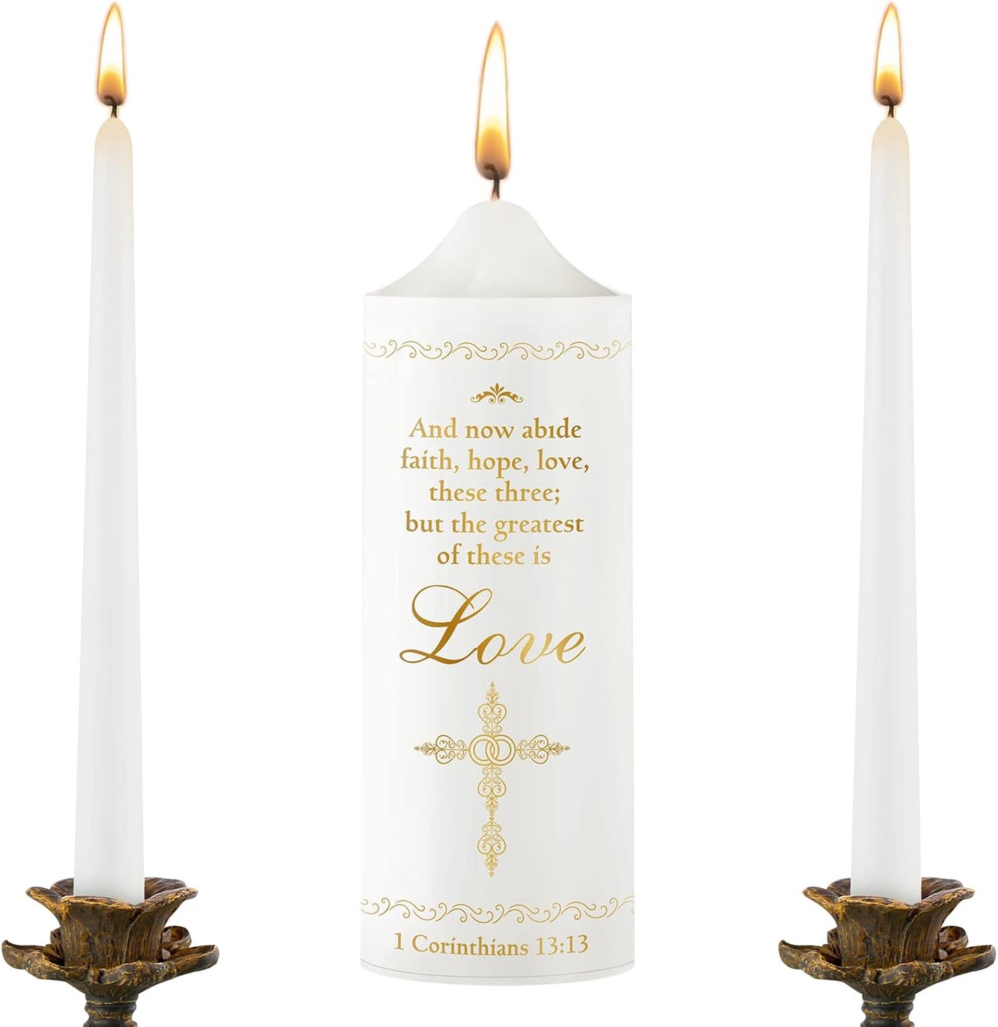 Frienda Unity Candles for Wedding Ceremony Set Wedding Unity Taper Candles Catholic Religious Ceremony Accessories(Charming Style)