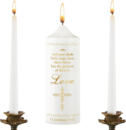 Frienda Unity Candles for Wedding Ceremony Set Wedding Unity Taper Candles Catholic Religious Ceremony Accessories(Charming Style)